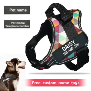 New Dog Harness High Quality Nylon Adjustable Custom ID Dog Name Small Large Dog Vest