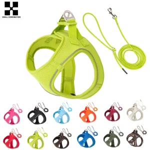 Dog Harness Leash Set for small medium dog or Cat. Adjustable Reflective Harness Vest.