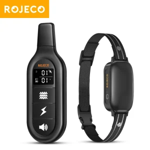 ROJECO Electric Dog Training Collar Digital Rechargeable Remote Control IPX7 Waterproof Vibrator Dog Bark Stop Shock Collar