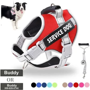 Service Dog Harness with Custom ID Tag Adjustable Harness Vest and Leash and for Large Dogs